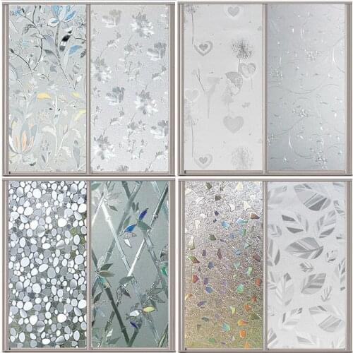 3D Static Window Cover Film frosted opaque privacy glass sticker for bathroom door kitchen Windows paper Home decorative film