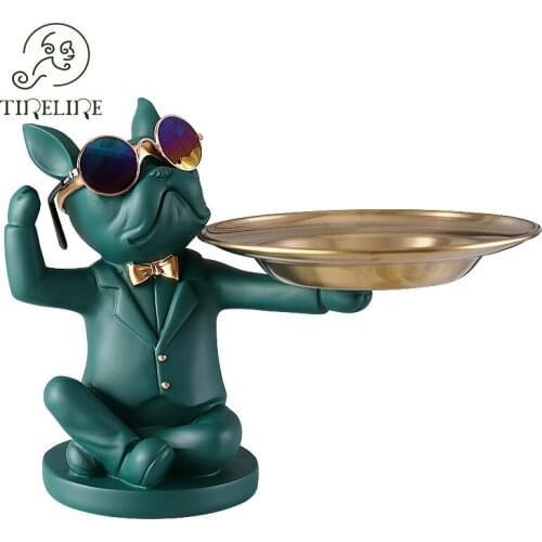 Statues Et Sculptures For The Room Ornaments Home Modern Figurines Interior Bulldog Tray Storage Ornaments Nordic Desk Crafts