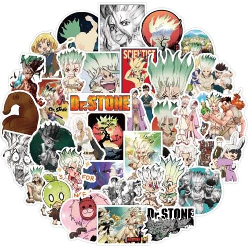 10/50Pcs/Lot Dr.STONE Anime Stickers Janpanese Anime Sticker PVC Waterproof Sticker For Laptop Luggage Car Skateboard Notebook