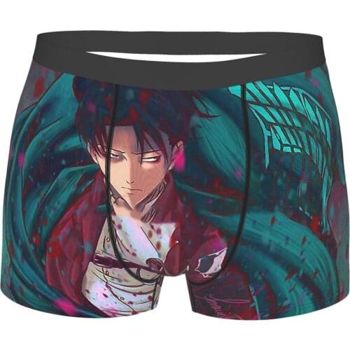 Fanart Attack On Titan Eren Sci-fi Anime Underpants Breathbale Panties Mens Underwear Print Shorts Boxer Briefs