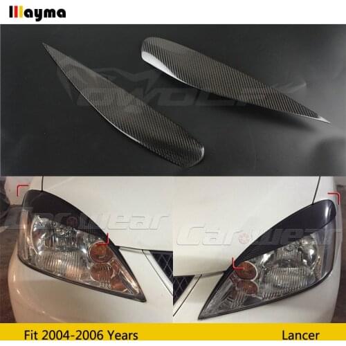 Carbon Fiber Headlight Eyebrow Eyelids For Mitsubishi Lancer 2004 2005 2006 Fiber glass primer car front decorative sticker 2pc
