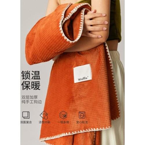Waffle thick blanket winter coral blanket nap blanket student office sofa blanket flannel blanket