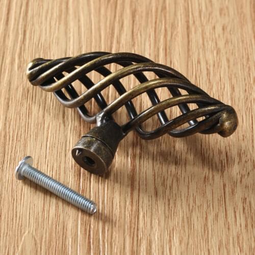 Vintage Brass Twist Cage Spiral Style Drawer Knob Furniture Kitchen Cabinet Cupboard Pulls Handle Wardrobe Door Handles 70*37mm