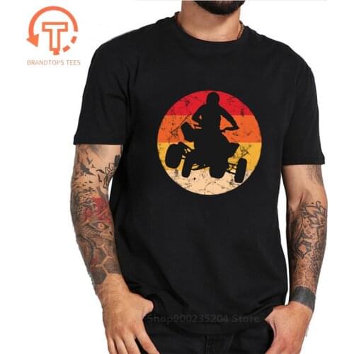 Vintage ATV 4 Wheeler T Shirt men Cool Man Silhouette Retro Quad T-Shirt Quad Motorcycle T shirts homme Quad Biker tshirt hombre