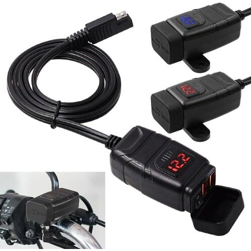 USB Adapter with Voltmeter On Off Switch Charger Waterproof USB DC 12V Motorcycle Voltmeter Power Replacement Accessories