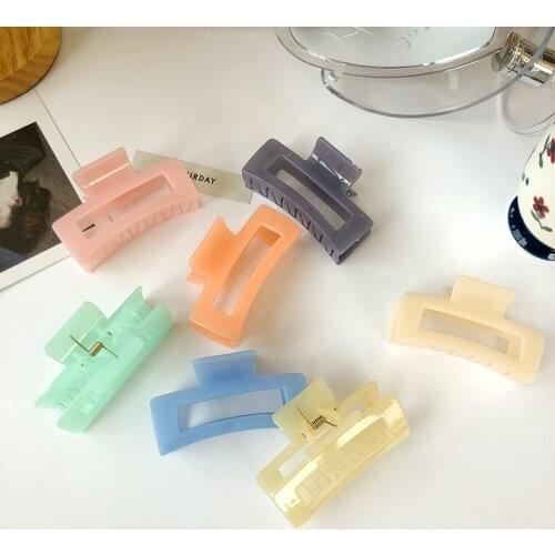 Bilandi Sweet Rectangle Hollow Claw Hairpin Headdress Female Acrylic Geometric Hair Clips Candy Color Large Hair Accessories