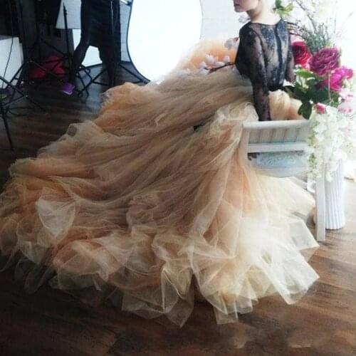 Vintage Long Tulle Skirts For Women Photoshoots Pleated Zipper Custom Made Pretty Tutu Skirt Female Bottoms Bridal Tutu Skirts