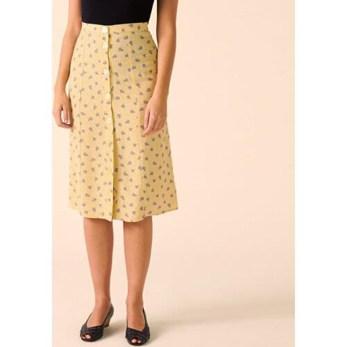 Woman Skirts Elegant Vintage Floral Print Chiffon Midi Skirt Summer Skirts Womens 2020 High Waist Tie Front Buttons Pencil Skirt