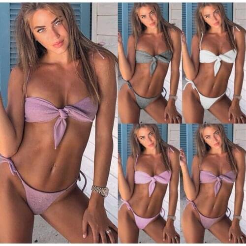 2021 Summer Hot Bikini Purple Bright Bikini Set Lady Pink Split Swimsuit Israel Hot Sale S M L SW581