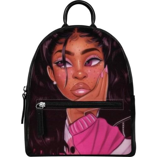 HYCOOL Women Backpack Small African Black Art Girl Pattern Teenager Girls Travel Backpack Lady Fashion Multifunction Bag Hot