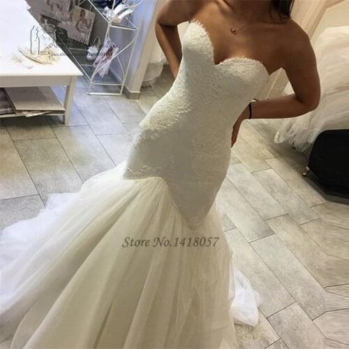 Vestido de Noiva Sereia Sexy Mermaid Wedding Dresses 2017 Lace Bride Dress Corset Back Plus Size Wedding Gown Vintage Sweetheart