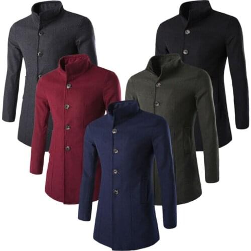 Winter Warm Men Long Single Breasted Jacket Blend Parka Trench Coat Outwear HOT