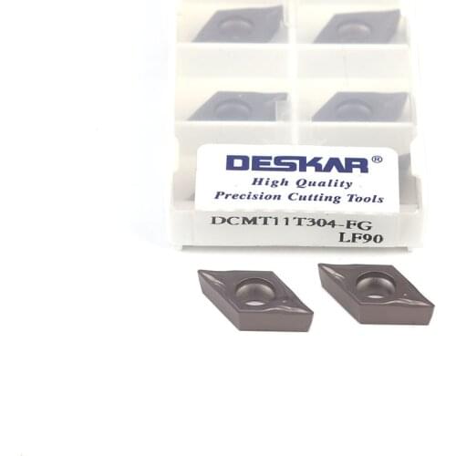 10pcs DCMT11T304-FG LF90 Carbide Blades DCMT11T304-MT LF90 CNC Lathe Cutting Cermet Inserts External Turning Tools, For Steel