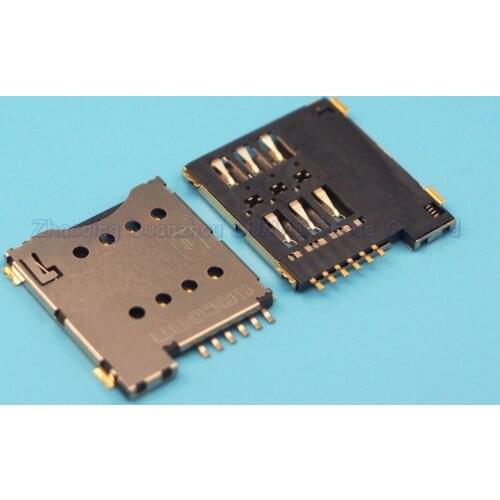 10pcs Small card 6P MICRO SIM Card Slot mobile phone SIM card holder Self-PUSH 8 holes