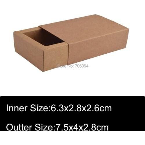 100pcs 7.5*4*2.8CM kraft drawer paper box Brown kraft handmade gift boxes custom box logo