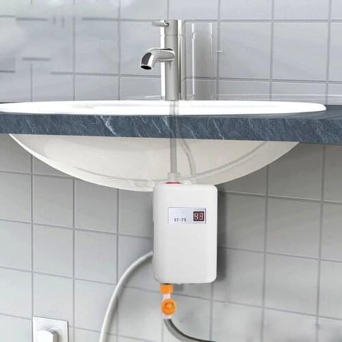110/220V 3800W Tankless Electric Water Heater Bathroom Kitchen Instant Water Heater Temperature display Heating Shower Universal