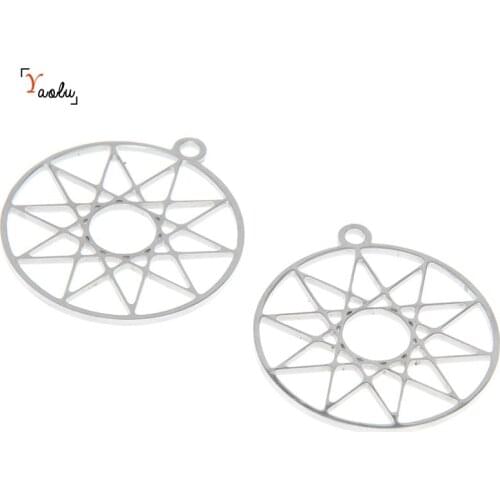 5pcs/lot Decagram charm Ten-Pointed StarEmblem Amulet Talisman Stainless steel Charm pendant 28x25mm