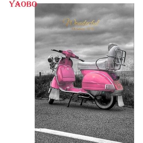 Pink Electric Motorcycle Diamond Embroidery Full square New Arrival5d Diamond Painting Diamond Mosaic Cross Stitch Mosaic