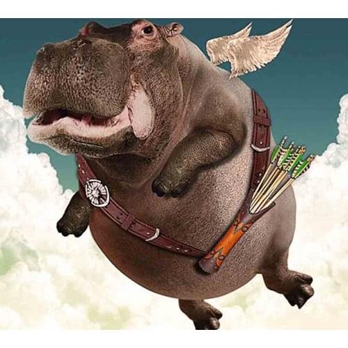 Diamond Painting Full Square/Round Drill Animal Flying hippo Diamond embroidery Mosaic Cross Stitch Picture home decor gift