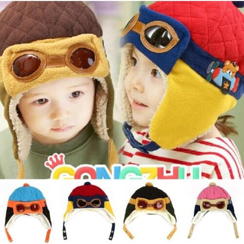Children Toy Caps Winter Warm Baby Hats Toddlers Boys Girls Pilot Caps Eargflap Hat Winter Warm Cap Child Holiday Party Hats