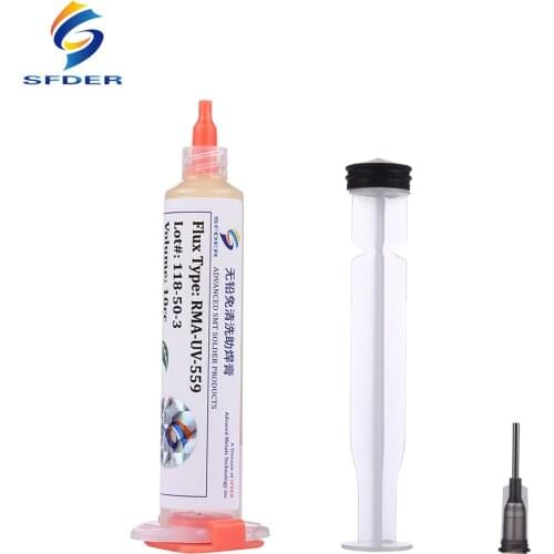BGA Solder Paste Flux RMA-UV-559 10CC NO-Clean Soldering Grease Flux With Needle SMD PCB PGA BGA Rework Tools