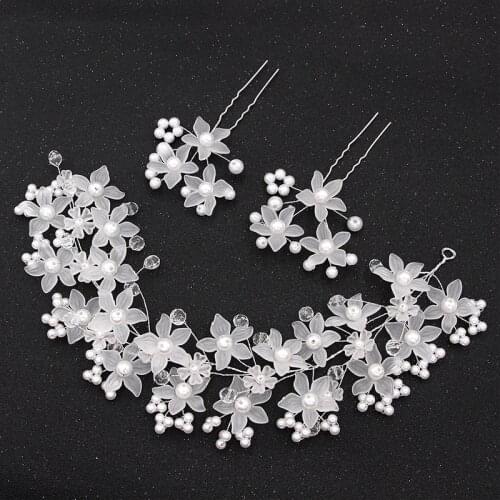 1 Set Wedding Hair Combs Bride Head Ornaments Pearl Headdress Hair Accessories Bridal Flower Weave Womens Jewelry