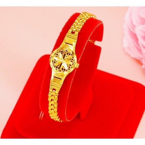 Indian 24K gold Watch shape Charm Bracelets for Women New Trendy Elegant sunflower Bracelet Couples Jewelry Christmas Gifts