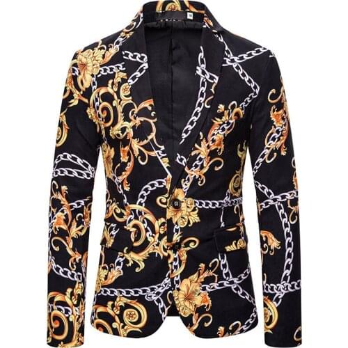 Fall New Fashion Casual Chain Pattern Pattern Mens Loose Suit Digital Printing Suit