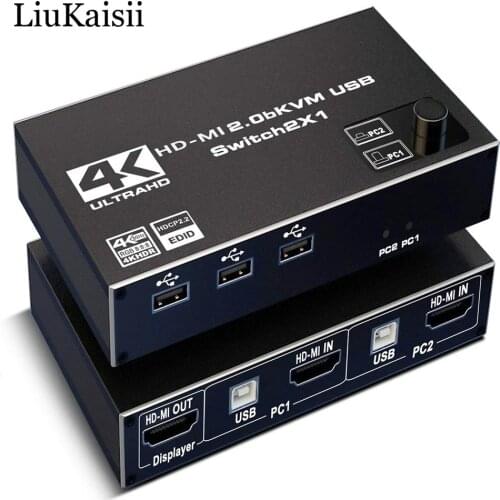 KVM Switch Dual Monitor HDMI-compatible 2 In 1 Out KVM Switcher 4K 60Hz Ultra HD Switch Share Printer Keyboard Mouse