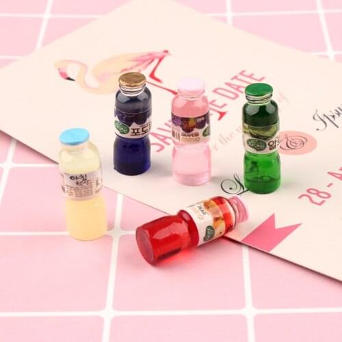 5pcs/lot 1/12 Scale Miniature Dollhouse Drink Mini Drink Bottle Pretend Food for Dollhouse Decor Kitchen Toys for Children