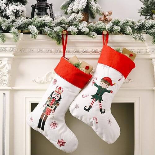 Reusable Christmas Sock Xmas Tree Ornament Decoration Party Holiday Santa Claus Decor Gift christmas gift bags candy navidad