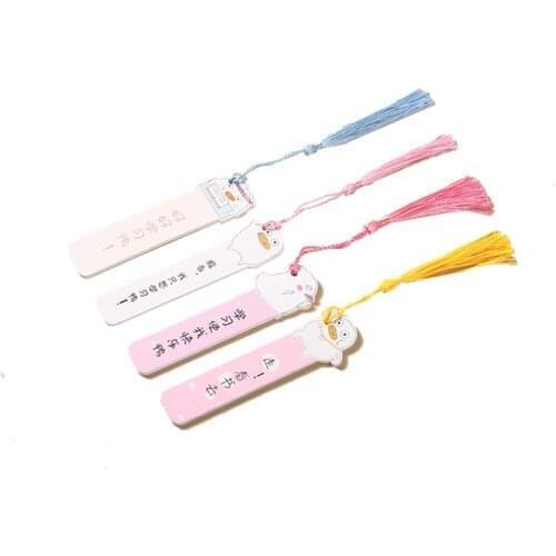 Cartoon Pig Cherry Wooden Bookmark for Book Cute Tassel Sakura Book Mark School Office Supplies Stationery Gift