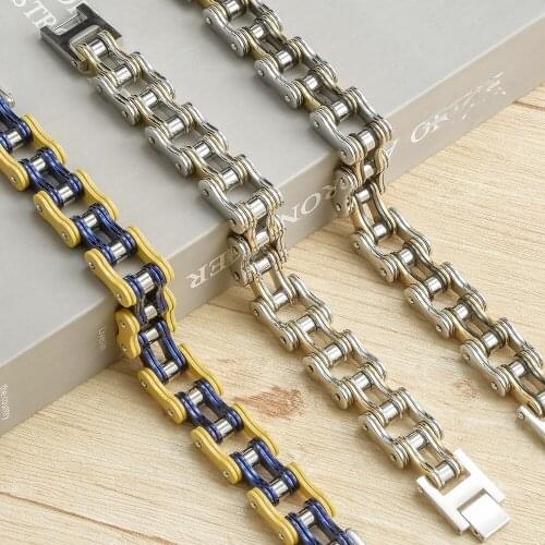 Punk Rocker Mens Bikers Bracelet Stainless Steel Motorcycle Bike Chain Bracelets Gifts For Husband Motocross And Motorcyclist