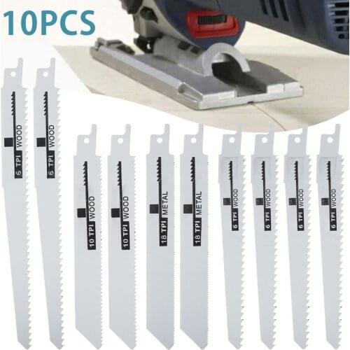 10 Pcs Reciprocating Saw Blades 6-inch 8-inch Sharp Ground Teeth Wood Metal PVC Tube Multi Cutting Saw Blade Set For Power Tools