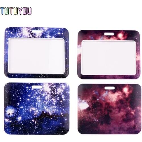 PC3115 The Starry Sky Personality Lanyard Card ID Holder Car KeyChain ID Card Pass Gym Phone Badge Kids Key Ring Holder