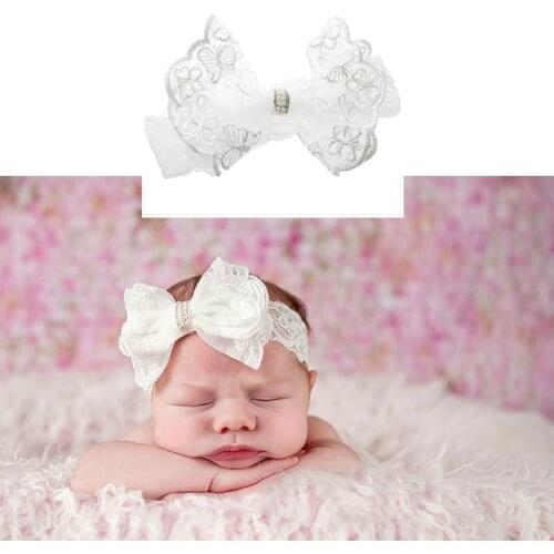 Bow Knot Hair Band Elastic Headwrap Girls Headwear Baby Headband Bow Pearl Lace Hair Cute Accessories