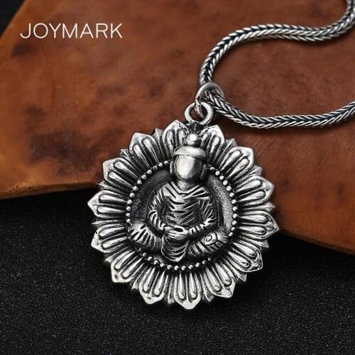 Religious Silver Jewelry Shakyamuni Buddha Amulet Pendant For Men Women Vintage 925 Thai Silver Buddha Portrait Pendant TSP245