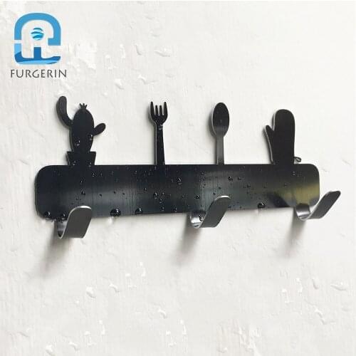 FURGERIN Self Adhesive Wall Hooks Hanger Bathroom Door Hanger Hook metal door hook stainless Kitchen Hangers coat hooks
