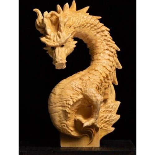 Boxwood Wood Creative Carving Crafts Fortune Feng Shui Home Decorations Dragon Decoration Dragon Seal Statue Lucky Collection