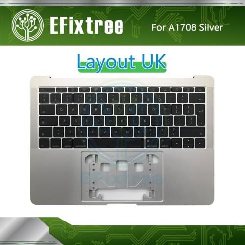 Silver Top Case A1708 Keyboard UK With Top Case 2016 2017 Year For Macbook Pro Retina 13.3'' palmrest English EMC 3164 978