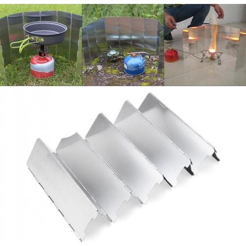 10 Plates Picnic BBQ Stove Windshield Foldable Aluminum Outdoor Camping Wind Guard Cookware