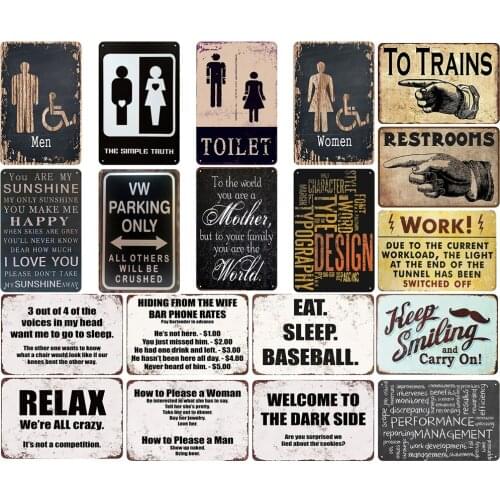 Toilet Sign Vintage Metal Plaques To Trains To Restrooms Keep Smiling and Carry on Relax for Bar Decoration Gamer Room Decor