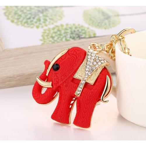 2020 Tinykenro new hot style fashion rhinestone painting oil red Chinese red elephant rubber bag wallet keychain
