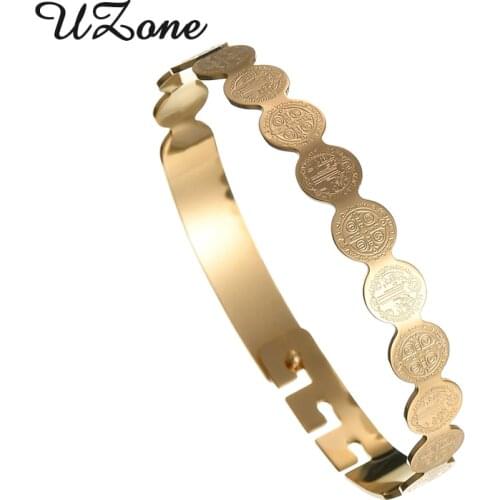 UZone Jesus Bracelet Women Saint Benedict Totem Pulseras Para Hombre for Valentines Day Gift Acero Inoxidable Joyeria