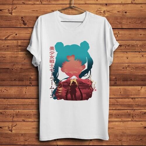 Japan elements kawaii Sailor Moon funny anime t shirt homme short sleeve men white casual tshirt unisex manga streetwear tee