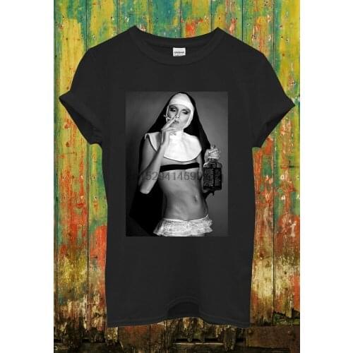 Nun Smoking Drink Weed Funny Novelty Cool Men Women Top Unisex T Shirt 1195