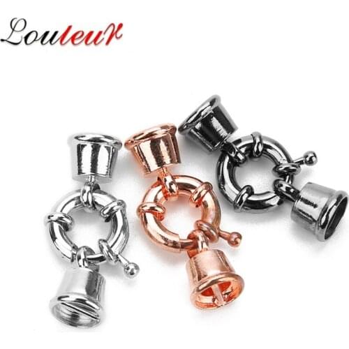 LOULEUR 5Pcs/lot Metal Copper 13 17mm Round Spring Clasps Hooks For Necklaces Bracelets Connector Diy Jewelry Findings