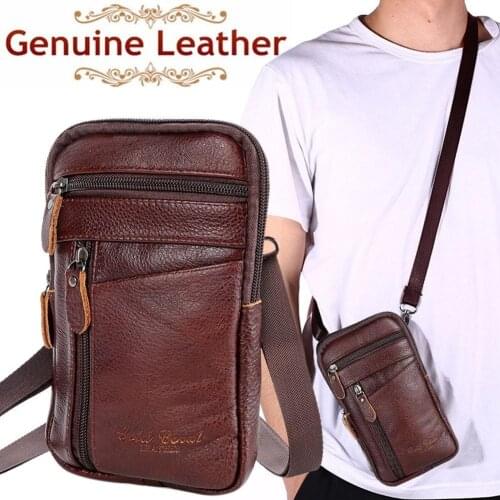 1pc Multi-purpose Casual Men Leather Phone Pouch Belt Anti-theft Fashion Waist Zipper Bag PU Purse Crossbody Shoulder Pack