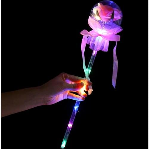 1pcs Holiday Party Balloon Glowing Fairy Stick Toy Plastic Balloon Rose Flower Decoration Gift Bubble Ball And Rose Glow Stick