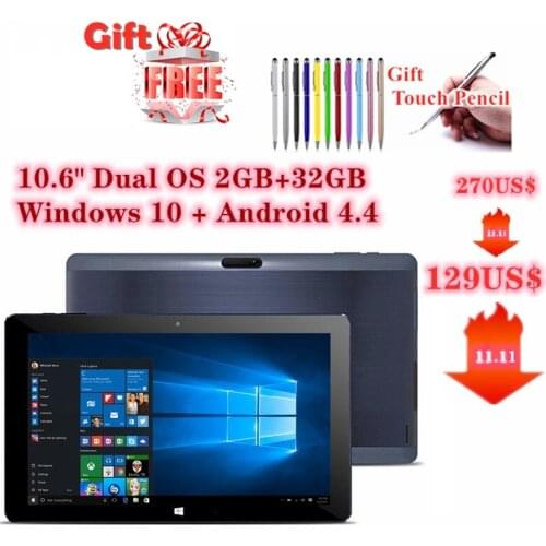 2021 Best-selling 10.6 inch Tablet Pc Windows8.1+Android4.4 Quad Core Intel Z3735F WiFi 1366*768 Retina Capacitive Touch Screen